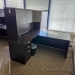 Espresso L Suite Office Desk w/ Drawer, Overhead Storage